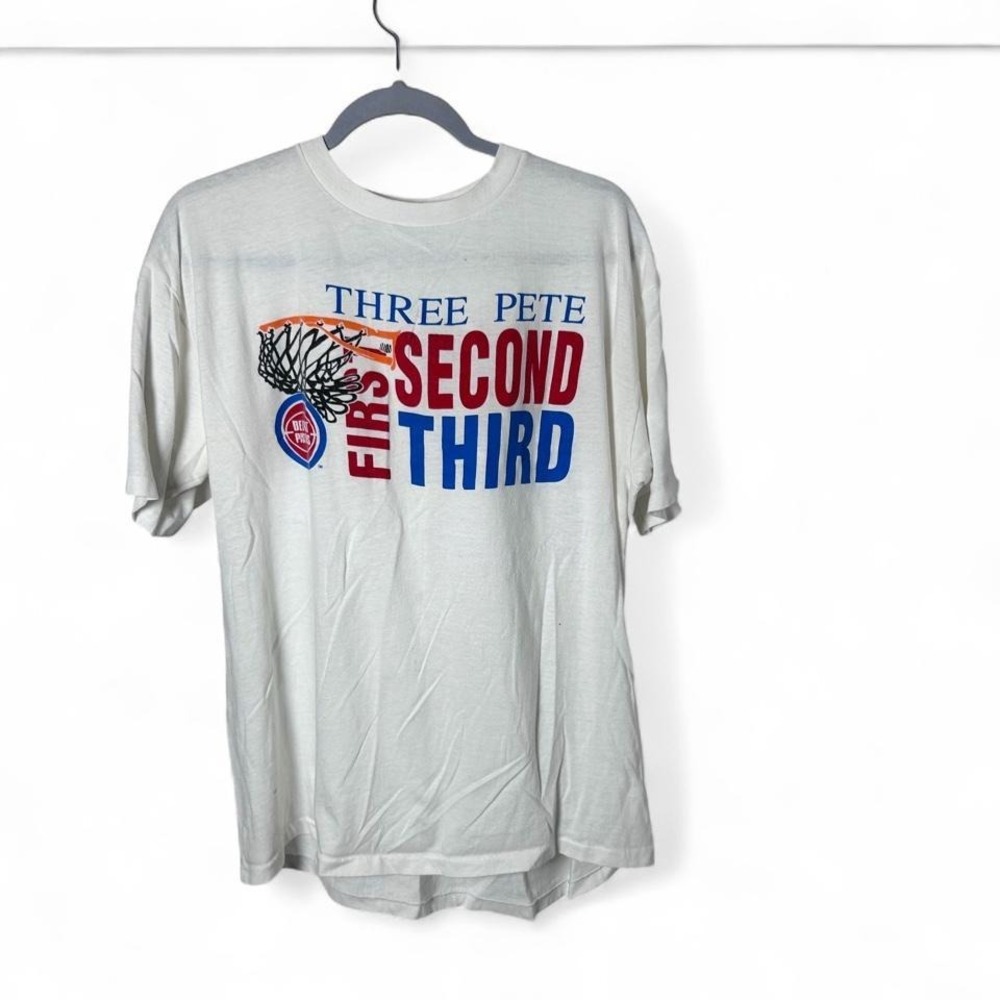 Mens XL Detroit‎ Pistons Three Pete first second third Shirt 3 peat vintage